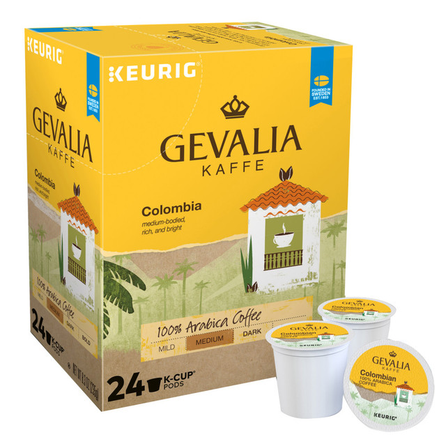 GREEN MOUNTAIN COFFEE ROASTERS, INC. 10611247353049 Gevalia Single-Serve Coffee K-Cup, Medium Roast, Columbian, Carton Of 24 GREEN MOUNTAIN COFFEE ROASTERS, INC. 10611247353049 Gevalia Single-Serve Coffee K-Cup, Medium Roast, Columbian, Carton Of 24