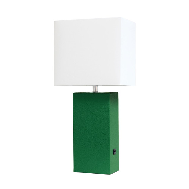 ALL THE RAGES INC Lalia Home LHT-3012-GR  Lexington Table Lamp With USB Charging Port, 21inH, White/Green