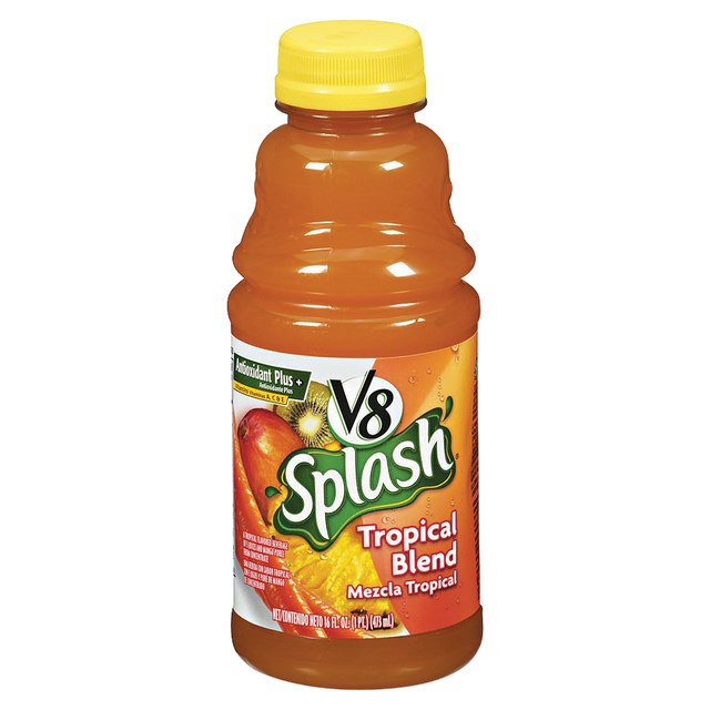CAMPBELL SOUP COMPANY 5516 V8 Splash Fruit Juices, Tropical Blend, 16 Oz, Box Of 12 CAMPBELL SOUP COMPANY 5516 V8 Splash Fruit Juices, Tropical Blend, 16 Oz, Box Of 12