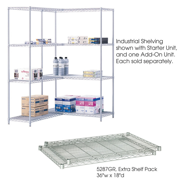 SAFCO PRODUCTS CO 5287GR Safco Extra Shelves For Industrial Wire Shelving, 36inW x 18inD, Gray, Pack Of 2 SAFCO PRODUCTS CO 5287GR Safco Extra Shelves For Industrial Wire Shelving, 36inW x 18inD, Gray, Pack Of 2