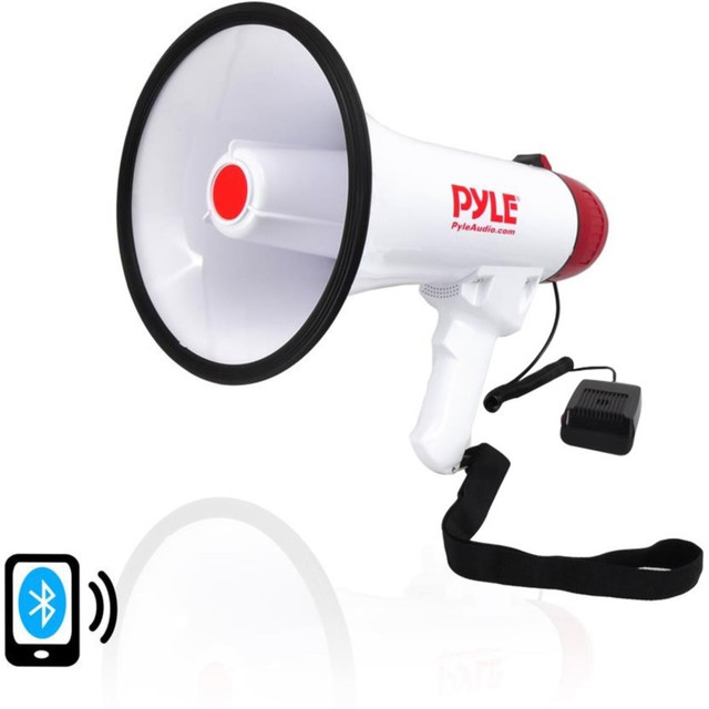 The PMP42BT is the latest megaphone offering from Pyle. With each iteration of flagship megaphones, we've improved the battery life, power, ergonomics and functionality. This model features built-in Bluetooth technology allowing you to wirelessly stream audio from your device. Enjoy wireless audio transmission with 40 Watts of power with a range of 1000 yards. Comes equipped with built-in SD & USB flash memory card readers and the 3.5mm Aux-In jack allows you to connect and play your MP3, smartphone or other external devices. Enjoy versatile audio streaming and megaphone capability with the Pyle PMP42BT Bluetooth Wireless Megaphone Bullhorn.