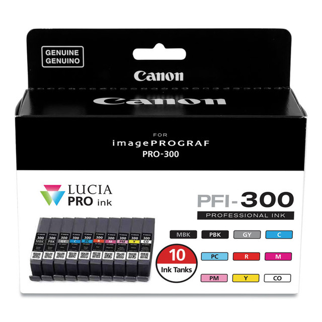INNOVERA Canon® 4192C007 4192C007 (PFI-300) Ink, Matte Black/Photo Black/Gray/Cyan/Photo Cyan/Red/Magenta/Photo Magenta/Yellow/CO, 10/Pack