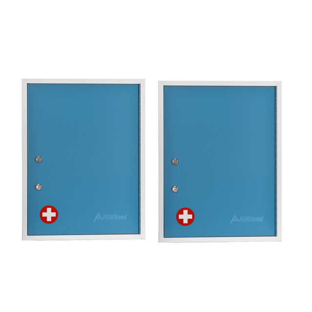 ADIR CORP. ADI999-04-BLU-2PK Alpine AdirMed Large Dual Lock Surface-Mount Medical Security Cabinets, 21inH x 16inW x 6inD, Blue, Pack Of 2 Cabinets