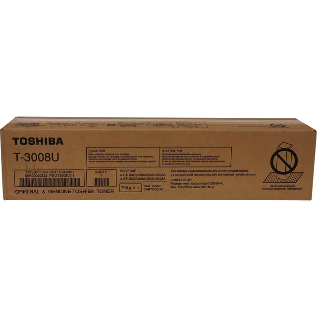 Compatible Toshiba models: e-Studio:  2008A,  2508A,  3008 AG,  3008A,  3508A,  4508A,  5008A,  5008AG.  .  Replenish your compatible printer with Toshiba T-3008U High-Yield Black Toner. Each cartridge is designed for simple installation and quality results.  Yields up to 43,900 pages.  Easy-to-install cartridge simplifies replacements.  Helps Avoid Waste - Designed for extended use, helping reduce or eliminate material use and potentially save money.  Recycling solution - designed to encourage recycling, helping you divert materials from landfill.