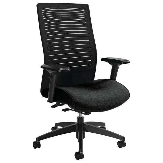 GLOBAL INDUSTRIES INC 2661-8BK-UR22+ Global Loover High-Back Weight-Sensing Synchro Chair, 42inH x 25 1/2inW x 24inD, Black Coal/Black