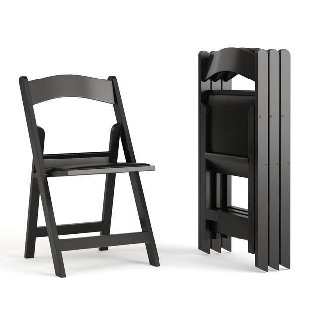 FLASH FURNITURE 4LEL1BLACK HERCULES Series Resin Folding Chairs, Black, Set Of 4 Chairs FLASH FURNITURE 4LEL1BLACK HERCULES Series Resin Folding Chairs, Black, Set Of 4 Chairs