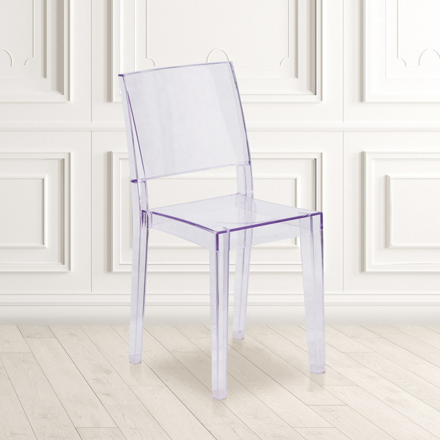 FLASH FURNITURE 4FH121APC Phantom Series Transparent Stacking Side Chairs, Clear, Set Of 4 Chairs FLASH FURNITURE 4FH121APC Phantom Series Transparent Stacking Side Chairs, Clear, Set Of 4 Chairs