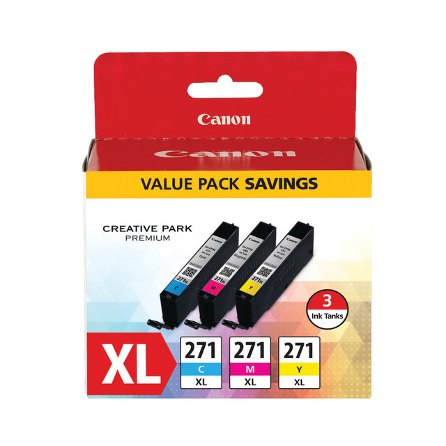 CANON USA, INC. 0337C005 Canon CLI-271XL Cyan; Magenta; Yellow High-Yield Ink Tanks, Pack Of 3, 0337C005