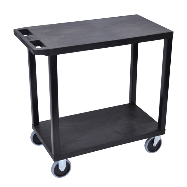 H. WILSON/ LUXOR FURNITURE EC22HD-B Luxor E-Series Plastic Cart, 2-Shelves, Heavy-Duty, 36 1/4inH x 32inW x 18inD, Black H. WILSON/ LUXOR FURNITURE EC22HD-B Luxor E-Series Plastic Cart, 2-Shelves, Heavy-Duty, 36 1/4inH x 32inW x 18inD, Black