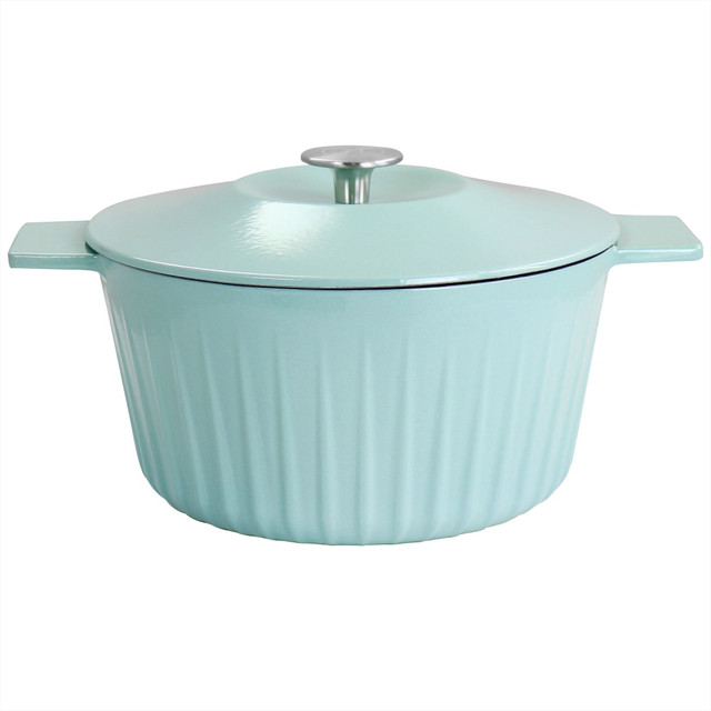 GIBSON OVERSEAS INC. 995118026M Martha Stewart Enameled Cast Iron Round Dutch Oven With Lid, 5-Quart, Cyan