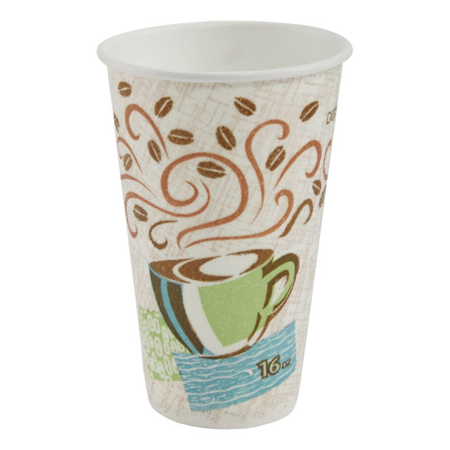 The WiseSize product offering provides a packaging solution for efficiencies in your business. New smaller case sizes and a sleek, uniform poly design have been developed for an assortment of popular products. These smaller case sizes will result in a minimum of split cases and the individual UPC coded poly will make it easier to pull product for delivery.  INSULATED HOT PAPER CUPS keep drinks hot and fingers cool  MORE HYGIENIC because they are one-time use compared to permanent ware cups  A COST EFFICIENT OPTION because there's no need for cardboard cup sleeves or double-cupping  DUAL-PURPOSE paper cups help with storage constraints and simplify ordering  PRODUCT MAY BE RECYCLED if you have access to a recycler that accepts paper or plastic products containing food residue.  Such facilities may not exist in your area  LOOKS AND FEELS LIKE FOAM but contains no foam, and the outer lining is sturdy and comfortable to hold  COMPATIBLE with Dixie large lids D9542, D9542B, TP9542, TP9542B  KOSHER Certified  USDA Certified Biobased product, The Sustainable Forestry Initiative certified sourcing label is proof Georgia-Pacific is using fiber from responsible and legal sources. SFI is a registered trademark owned by Sustainable Forestry Initiative, Inc. www.sfiprogram.org  PerfecTouch 16-oz cups are great for stocking the office kitchen. Dixie cups, which come in a pack of 50, can also be used for tea and other hot or cool beverages.