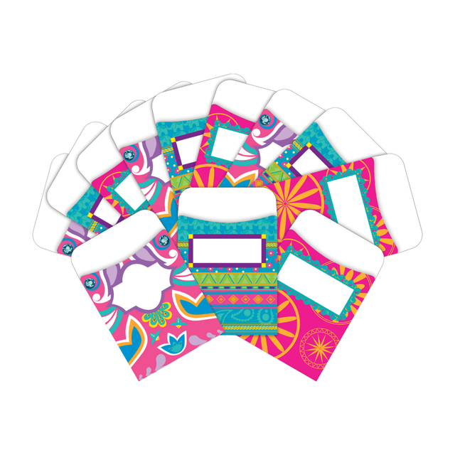 BARKER CREEK PUBLISHING, INC. BC3842 Barker Creek Peel & Stick Library Pockets, 3in x 5in, Bohemian, Pack Of 60 Pockets