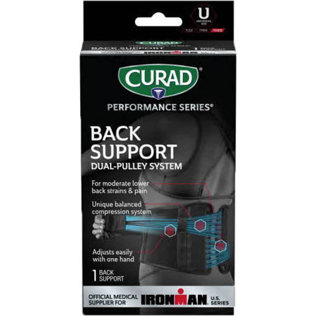 MEDLINE INDUSTRIES, INC. CURIM22500 CURAD Ironman Back Support Dual-Pulley Systems, Black, Set Of 4 Systems