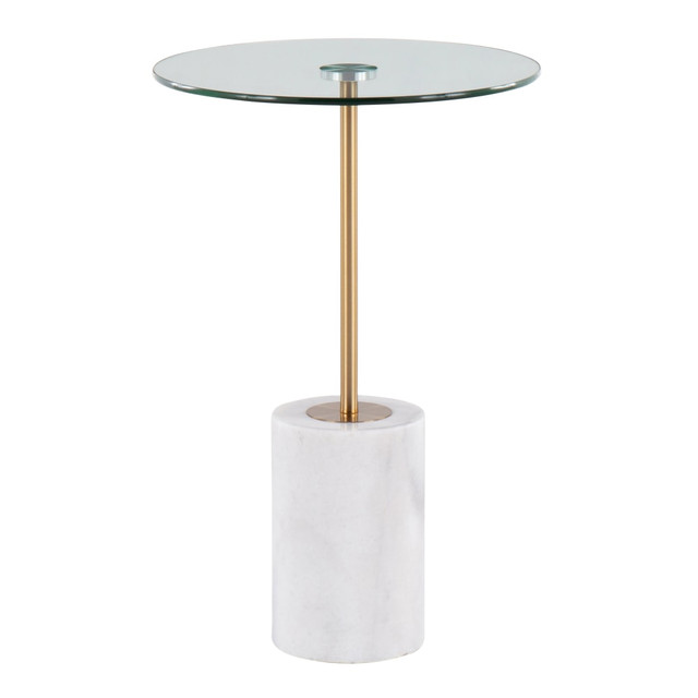 LUMISOURCE, LLC TB-SYMBOL WMAUGL LumiSource Symbol Side Table, 23-1/2inH x 15-3/4inW x 15-3/4inD, Clear/White Marble/Gold