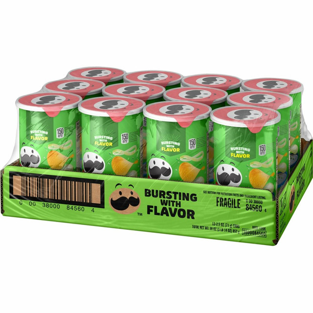 KELLOGGs 84560 Pringles Sour Cream & Onion Cans, 2.50 Oz, Carton Of 12 Cans