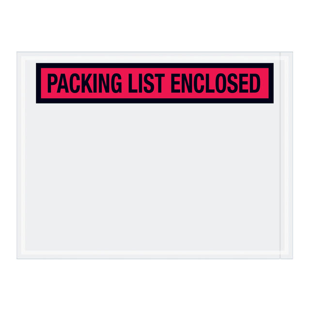 B O X MANAGEMENT, INC. Tape Logic PL451  "Packing List Enclosed" Envelopes, Panel Face, 4 1/2in x 6in, Red, Pack Of 1,000