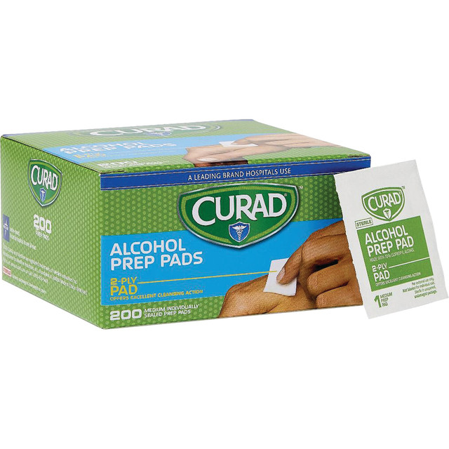 MEDLINE INDUSTRIES, INC. CUR45581RBI CURAD Sterile Alcohol Prep Pads, 1in x 1in, White, Box Of 200 Pads