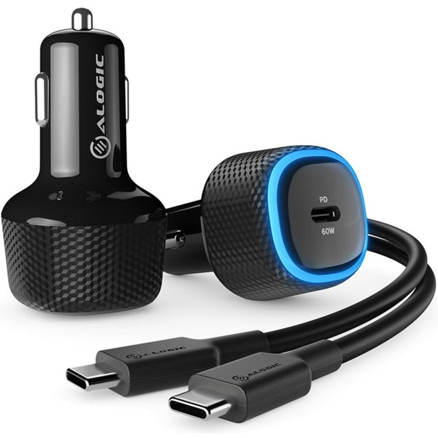 ALOGIC USA CRC60 ALOGIC Rapid - Car power adapter - 60 Watt - Fast Charge, PD (24 pin USB-C) - on cable: USB-C ALOGIC USA CRC60 ALOGIC Rapid - Car power adapter - 60 Watt - Fast Charge, PD (24 pin USB-C) - on cable: USB-C