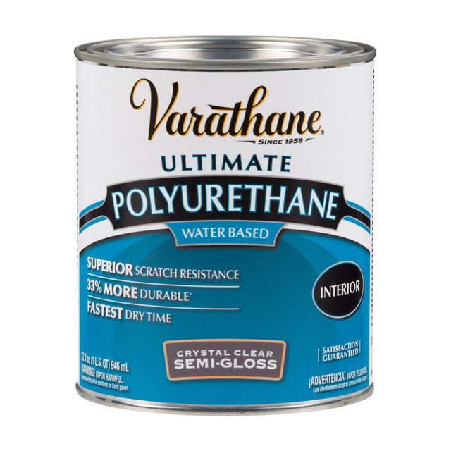 RUST-OLEUM CORPORATION 200141H Varathane Ultimate Water-Based Polyurethane, 32 Oz, Crystal Clear Semi-Gloss, Pack Of 2 Cans RUST-OLEUM CORPORATION 200141H Varathane Ultimate Water-Based Polyurethane, 32 Oz, Crystal Clear Semi-Gloss, Pack Of 2 Cans