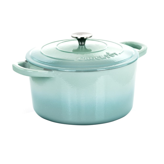 GIBSON OVERSEAS INC. 995117449M Crock-Pot Artisan 7-Quart Cast Iron Dutch Oven, Aqua Blue