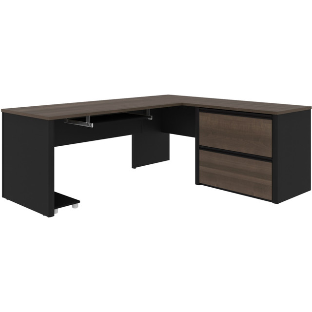 BESTAR INC. 93862-000052 Bestar Connexion 72inW L-Shaped Corner Desk With Lateral File Cabinet, Antigua/Black BESTAR INC. 93862-000052 Bestar Connexion 72inW L-Shaped Corner Desk With Lateral File Cabinet, Antigua/Black