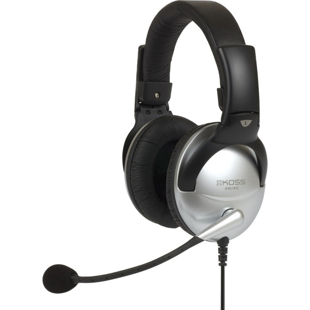 KOSS CORPORATION 184747 Koss Full-Size Over-Ear Headphones, Black & Silver, SB45