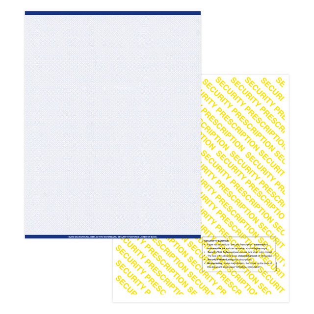 TAYLOR CORP PRESSTKLBLSV2500 Medicaid-Compliant Basic Security Laser Prescription Forms, Full Sheet, 1-Up, 8-1/2in x 11in, Blue, Pack Of 2,500 Sheets TAYLOR CORP PRESSTKLBLSV2500 Medicaid-Compliant Basic Security Laser Prescription Forms, Full Sheet, 1-Up, 8-1/2in x 11in, Blue, Pack Of 2,500 Sheets