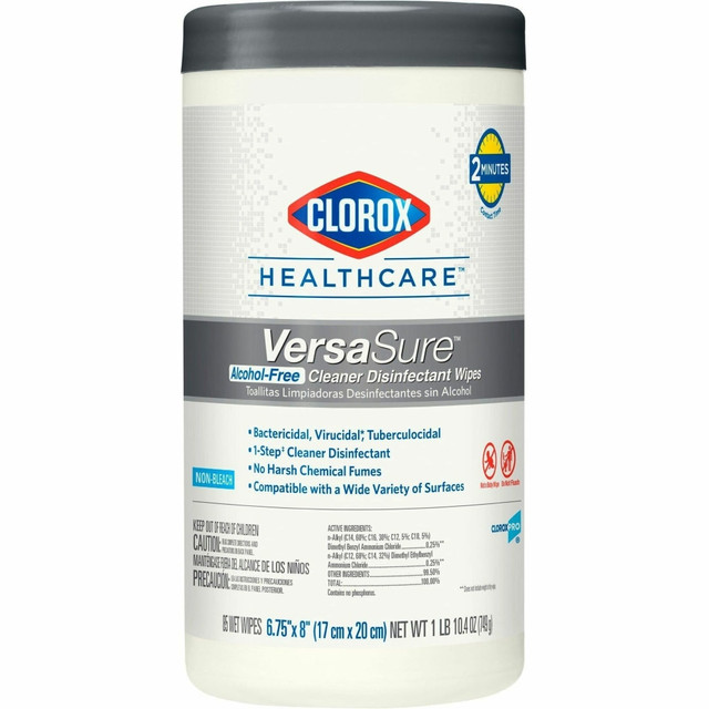 THE CLOROX COMPANY Clorox Healthcare 31757PL  VersaSure Cleaner Disinfectant Wipes - Wipe - 6.75in Width x 8in Length - 85 / Canister - 450 / Pallet - White