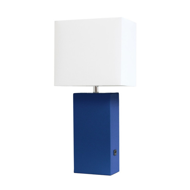 ALL THE RAGES INC Lalia Home LHT-3012-BL  Lexington Table Lamp With USB Charging Port, 21inH, White/Blue