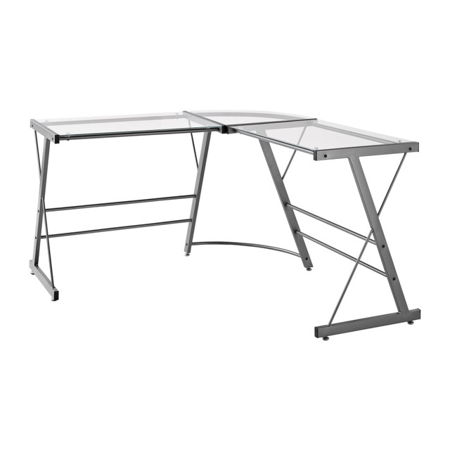 AMERIWOOD INDUSTRIES, INC. Ameriwood Home 9393096  51inW Glass L-Shaped Corner Desk, Gray