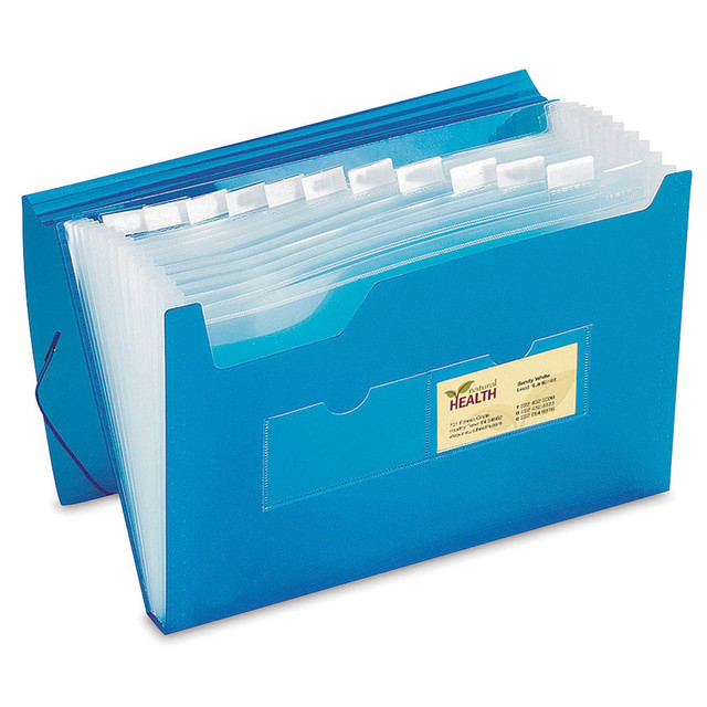 OFFICE DEPOT S476536  Brand Polypropylene File, 13 Pocket, Expansion 12in, 8 1/2in x 11in, Letter, Blue, Pack of 1