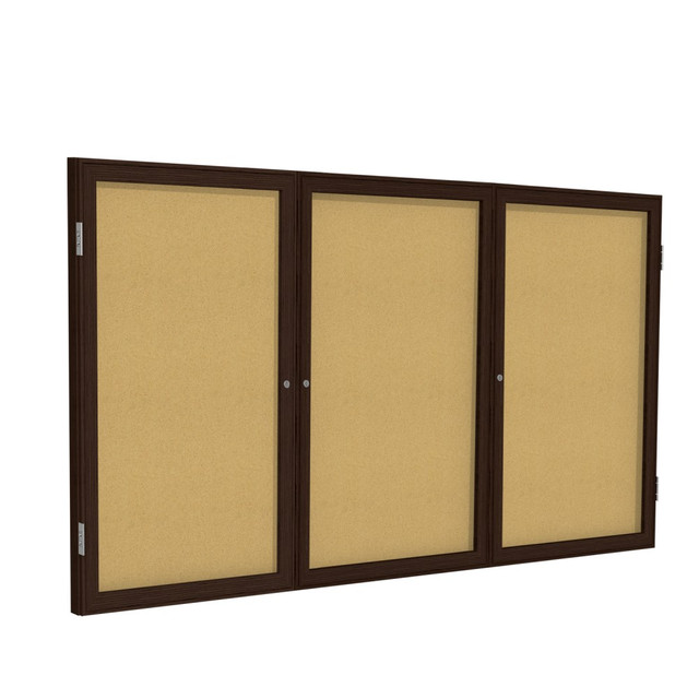 GHENT MANUFACTURING INC. Ghent PN34872K  Traditional Enclosed Natural Cork Bulletin Board, 48in x 72in, Walnut Frame