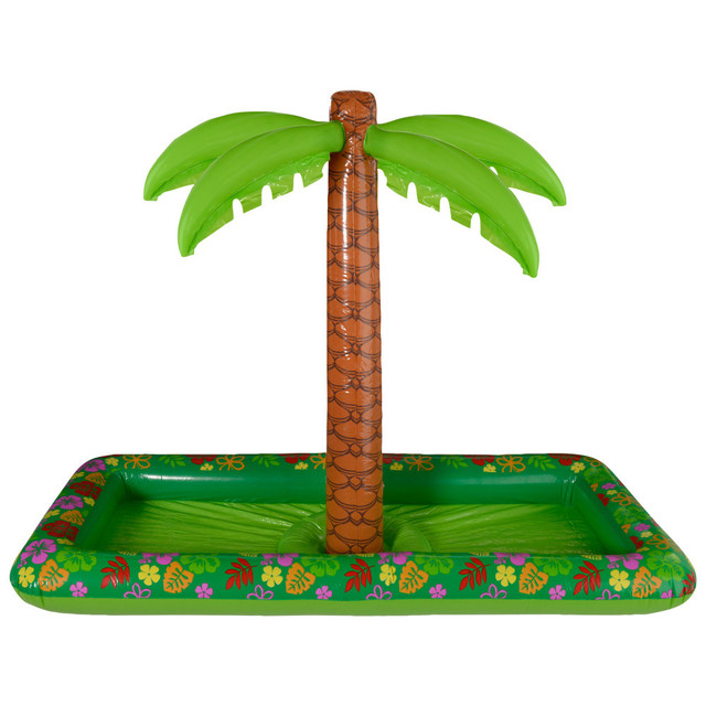 AMSCAN CO INC 374605 Amscan Summer Luau Inflatable Palm Tree Buffet Cooler, 49-1/4inH x 36inW x 24inD, Multicolor