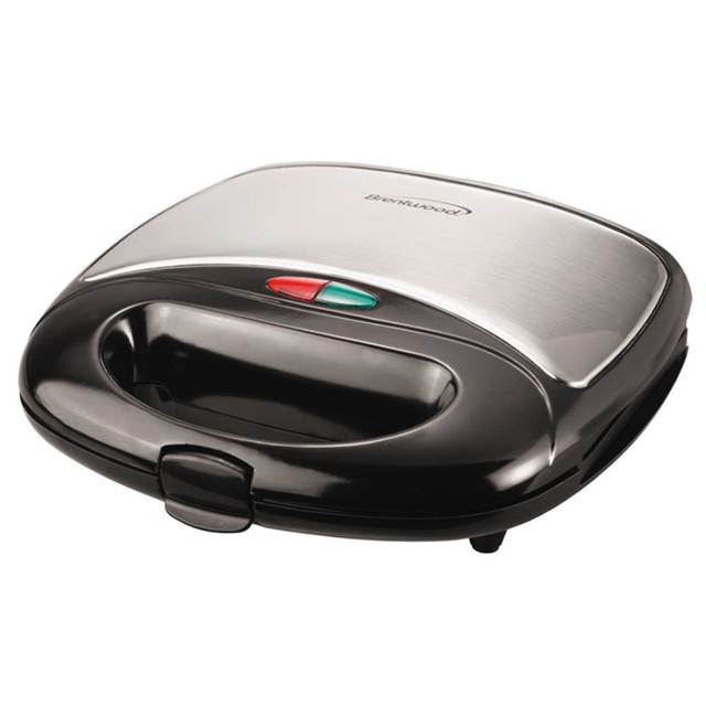 BRENTWOOD APPLIANCES, INC. 99583202M Brentwood Panini Maker, 3-3/4inH x 9-3/4inW x 9-3/4inD, Stainless Steel/Black