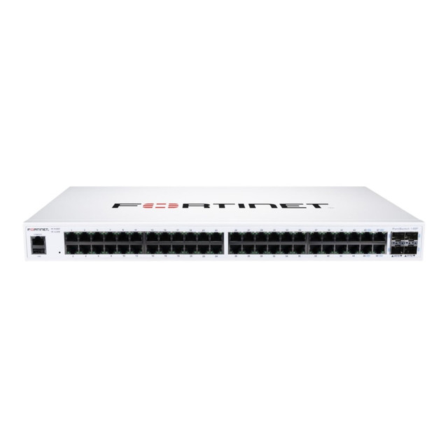 GEORGIA PEACH PRODUCTS, INC. Fortinet FS-148F  FortiSwitch 148F - Switch - managed - 48 x 10/100/1000 + 4 x 10 Gigabit SFP+ - side to back airflow - rack-mountable