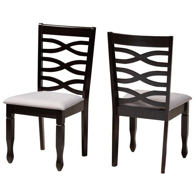 WHOLESALE INTERIORS, INC. 2721-10530 Baxton Studio Lanier Dining Chairs, Gray/Dark Brown, Set Of 2 Dining Chairs