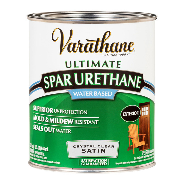 RUST-OLEUM CORPORATION 250241H Varathane Ultimate Water-Based Spar Urethane, 32 Oz, Crystal Clear Satin, Pack Of 2 Cans