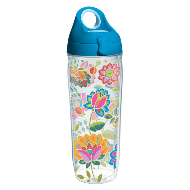 TERVIS TUMBLER COMPANY Tervis 01231962  Boho Floral Chic Water Bottle With Lid, 24 Oz, Clear