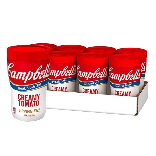 CAMPBELL SOUP COMPANY 014981 Campbells On The Go Creamy Tomato Soup Cups, 11.1 Oz, Pack Of 8 Cups