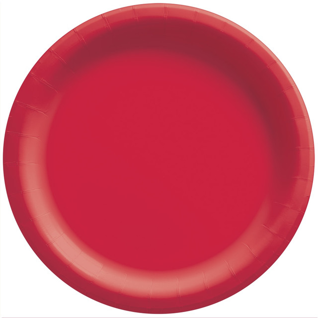 AMSCAN 650011.40  Round Paper Plates, 8-1/2in, Apple Red, Pack Of 150 Plates