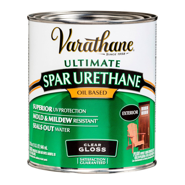 RUST-OLEUM CORPORATION 9241H Varathane Ultimate Oil-Based Spar Urethane, 1 Qt, Clear Gloss, Pack Of 2 Cans RUST-OLEUM CORPORATION 9241H Varathane Ultimate Oil-Based Spar Urethane, 1 Qt, Clear Gloss, Pack Of 2 Cans