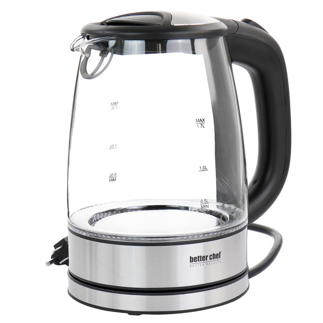 CRYSTAL PROMOTIONS 995117975M Better Chef 1.7-Liter Stainless Steel Electric Kettle, Clear CRYSTAL PROMOTIONS 995117975M Better Chef 1.7-Liter Stainless Steel Electric Kettle, Clear