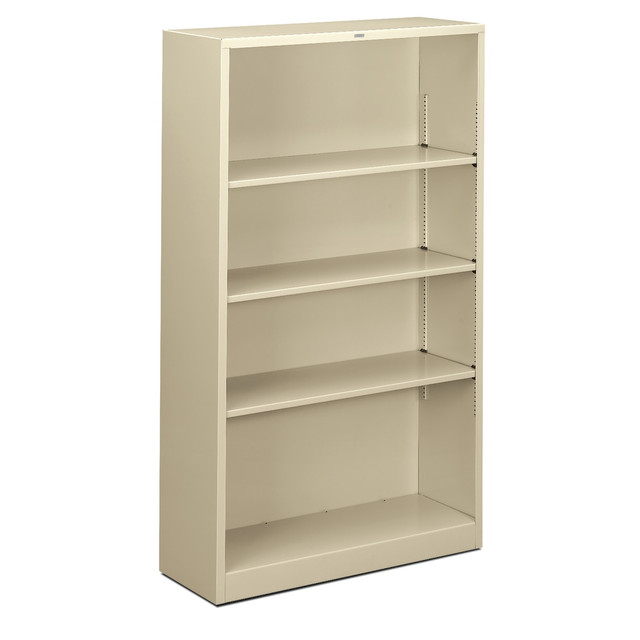 HNI CORPORATION S60ABCL HON Brigade Steel Modular Shelving Bookcase, 4 Shelves, 60inH x 34-1/2inW x 12-5/8inD, Putty