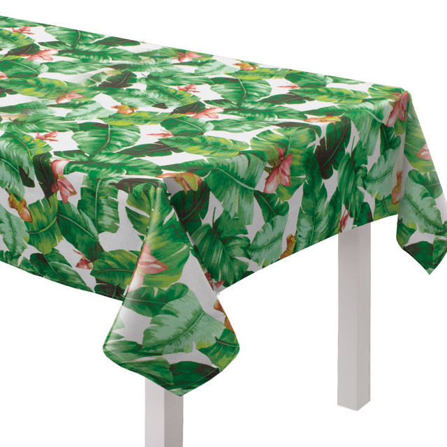 AMSCAN 570312  Tropical Jungle Fabric Table Cover, 60in x 104in, Green