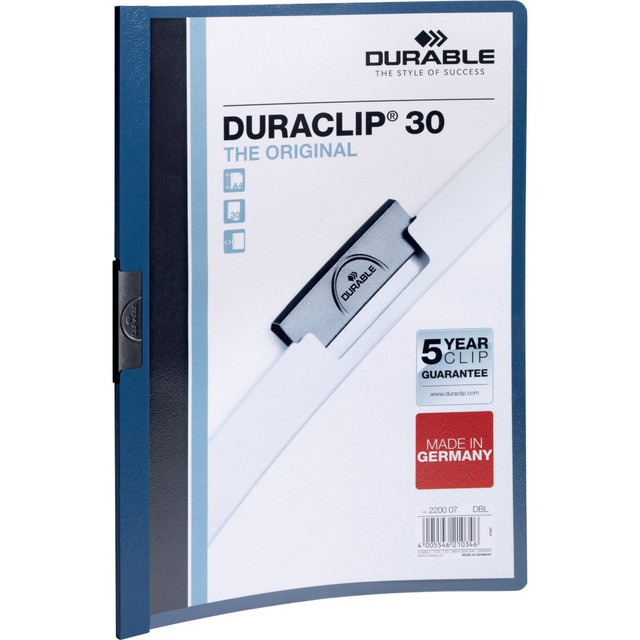 DURABLE OFFICE PRODUCTS CORP 220307 Durable Duraclip 30 Report Covers, 8 1/2in x 11in, Dark Blue DURABLE OFFICE PRODUCTS CORP 220307 Durable Duraclip 30 Report Covers, 8 1/2in x 11in, Dark Blue