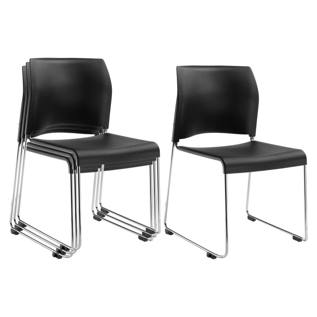 NATIONAL PUBLIC SEATING CORP 8810-11-10/4 National Public Seating 8800 Cafetorium Chairs, Black/Chrome, Set Of 4 Chairs