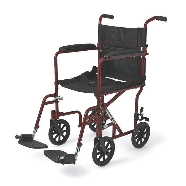 MEDLINE INDUSTRIES, INC. MDS808200ARE Medline Aluminum Transport Chair, 8in Wheels, Red MEDLINE INDUSTRIES, INC. MDS808200ARE Medline Aluminum Transport Chair, 8in Wheels, Red