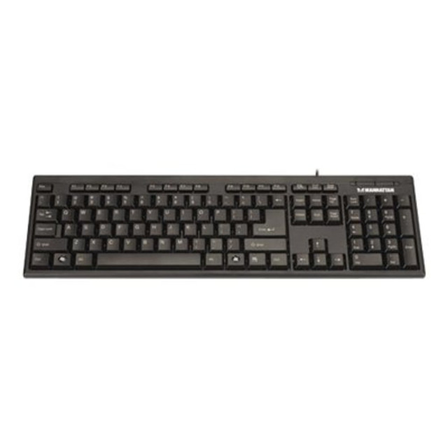 The Manhattan enhanced keyboard in black is spill-resistant for long-lasting use. The low-force key switches on this USB enhanced keyboard offer engaging typing.  Plug and Play your keyboard with the PC and go.  USB 1.1 connectivity for a easy connection with your Computer.  Quickly and easily connect with the computer