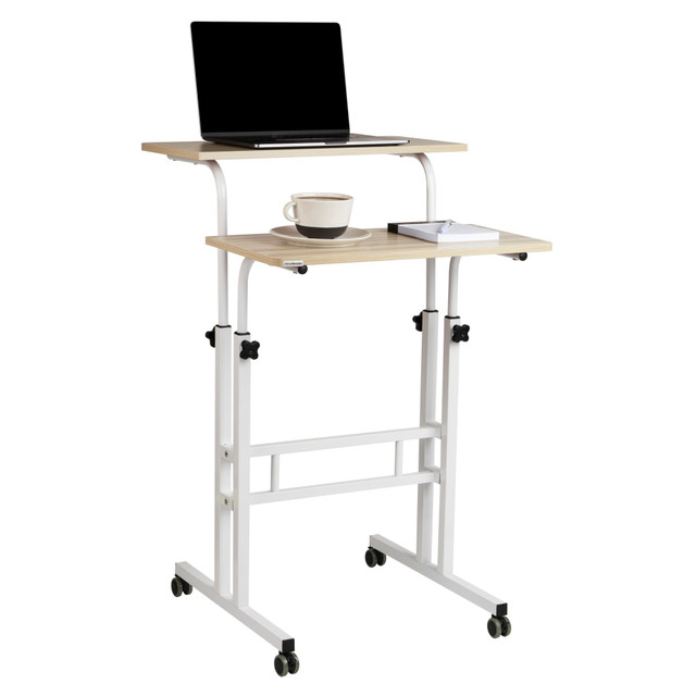 EMS MIND READER LLC SDROLLXL-WHT Mind Reader Mobile 19.5inW Height Adjustable Mobile Sit/Stand Desk, White