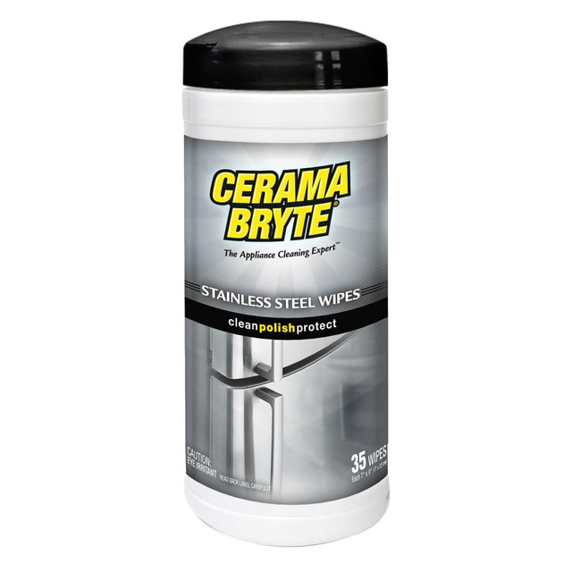GOLDEN VENTURES, INC. 48635 Cerama bryte 48635 Stainless Steel Cleaning Wipes, 35-ct - Ready-To-Use Wipe7in Width x 9in Length - 35 / Canister